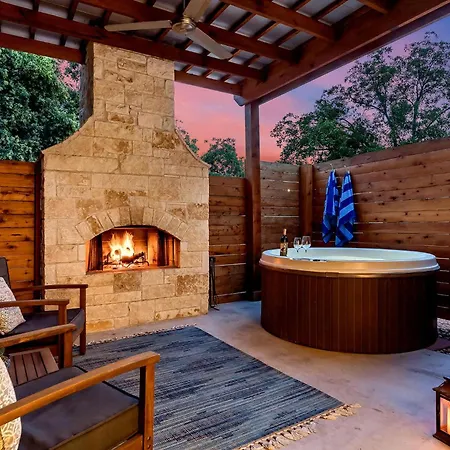An Enchanted Hideaway Outdoor Fireplace Hot Tub-2